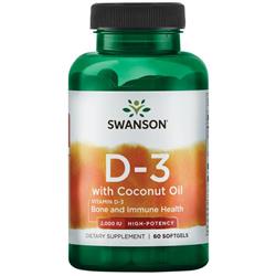 Swanson Vitamín D3 2000 iu Cholekalciferol s Kokosovým olejem 60 kapslí