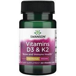 Swanson Vitamín D3 2000 iu + K2 MK7 75 mcg 60 veg kapslí