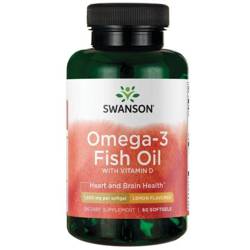 Swanson Omega-3 Fish Oil s Vitamín D3 60 kapslí