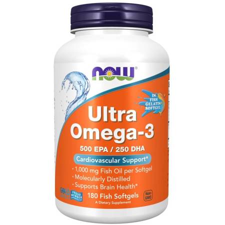 Now Foods Ultra Omega-3 Fish Gelatin) 180 kapslí