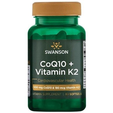 Swanson Koenzym Q10 100 mg + Vitamín K2 180 mcg 60 kapslí