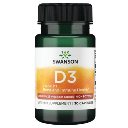 Swanson Vitamín D3 1000 iu Cholekalciferol 30 kapslí
