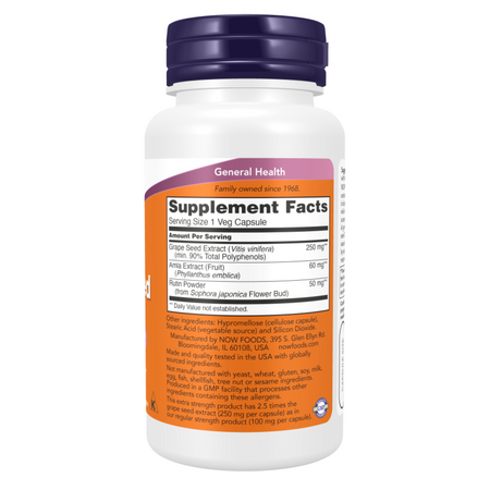 Now Foods Grape Seed, Extra Strength 250 mg 90 veg kapslí