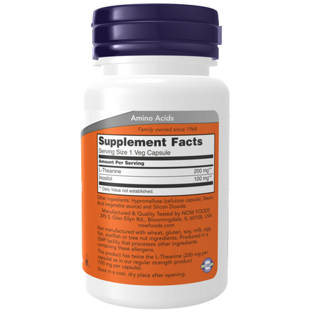 Now Foods L-Theanine 200 mg Double Strength 120 kapslí