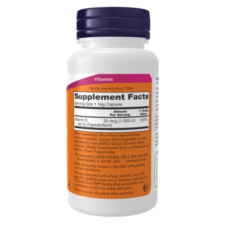 Now Foods Vitamin D 1000 IU Dry 120 veg kapslí