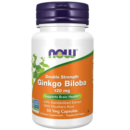 Now Foods Ginkgo Biloba Double Strength Extrakt 120 mg 50 veg kapslí
