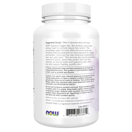 Now Foods Hair, Skin a Nails Vegan 90 veg kapslí
