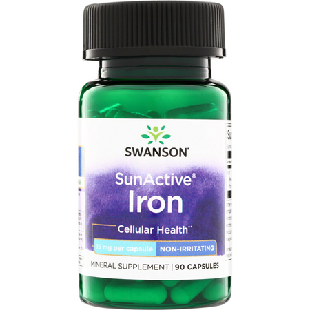 Swanson SunActive nedráždivé Železo 15 mg 90 kapslí