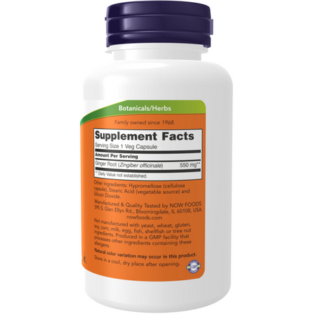 Now Foods Ginger Root 550 mg 100 veg kapslí