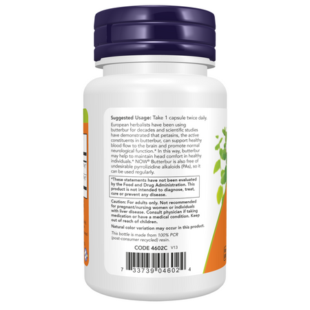 Now Foods Butterbur 75 mg 60 kapslí