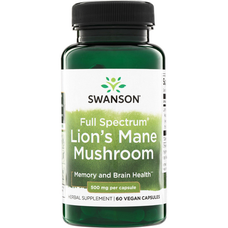 Swanson Full Spectrum Lion’s Mane Mushroom 500 mg 60 kapslí