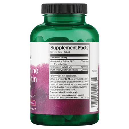 Swanson Glukosamin, Chondroitin a MSM Higher Strength 120 tablet