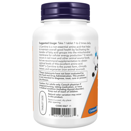 Now Foods L-Carnitine 1000 mg 50 tablet