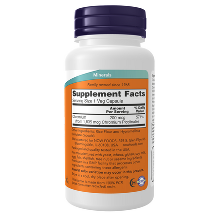 Now Foods Chromium Picolinate 200 mcg 100 kapslí