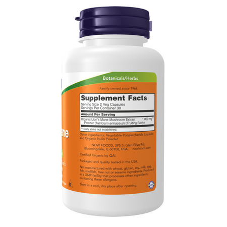Now Foods Lion's Mane 500 mg 60 kapslí