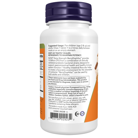 Now Foods BerryDophilus Extra Strength (10 miliard) 50 pastilky