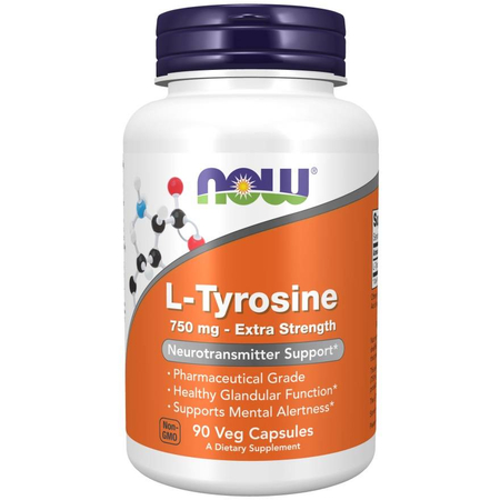 Now Foods L-Tyrosine 750 mg Extra Strength 90 veg kapslí