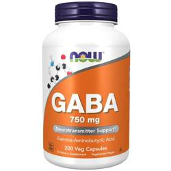 Now Foods GABA (Kyselina Gama Aminomáselná) 750 mg 200 kapslí