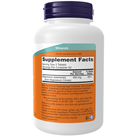 Now Foods Magnesium Citrate 200 mg 100 tablet