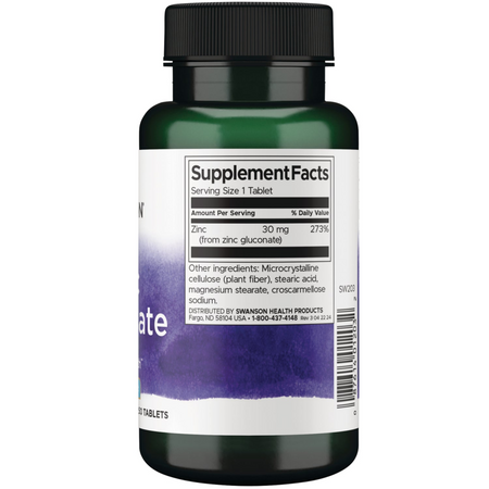 Swanson Zinc Gluconate 30 mg 250 tablet