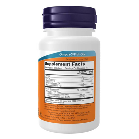 Now Foods Omega-3 Fish Oil Molecularly Distilled 30 kapslí