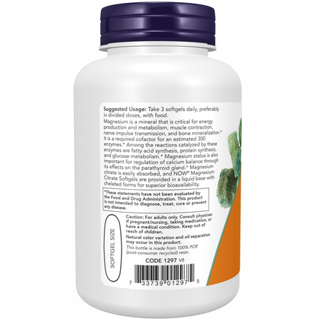 Now Foods Magnesium (Citrát Hořečnatý) Softgels 90 kapslí