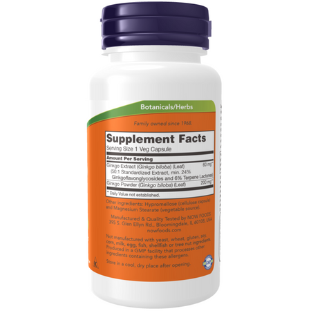 Now Foods Ginkgo Biloba 60 mg 240 kapslí