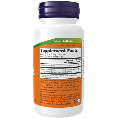 Now Foods Pískavice Řecké Seno (Fenugreek) 500 mg 250 kapslí