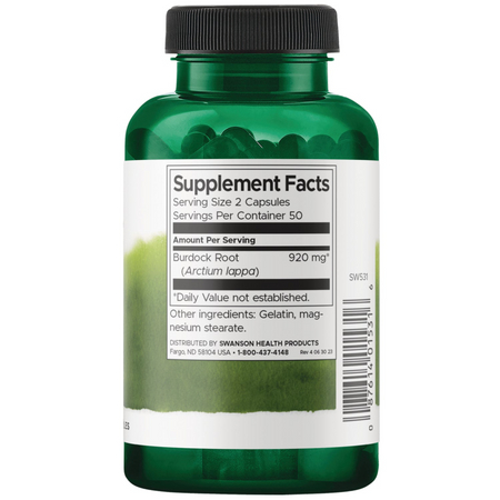 Swanson Lopuch (Burdock) 460 mg 100 kapslí