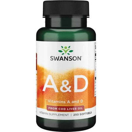 Swanson Vitamín A 5000 iu + D 400 iu 250 kapslí