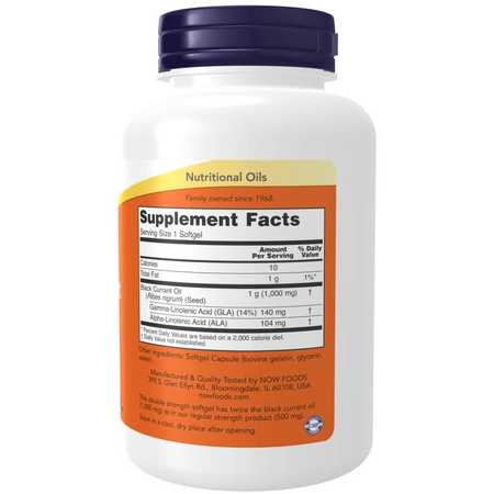 Now Foods Black Currant Oil, Double Strength 1000 mg 100 kapslí