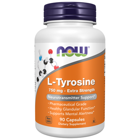 Now Foods L-Tyrosine 750 mg Extra Strength 90 veg kapslí