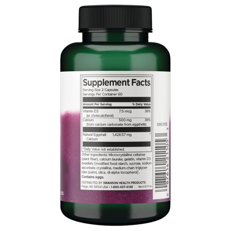 Swanson EggShell Calcium with Vitamin D-3 120 kapslí