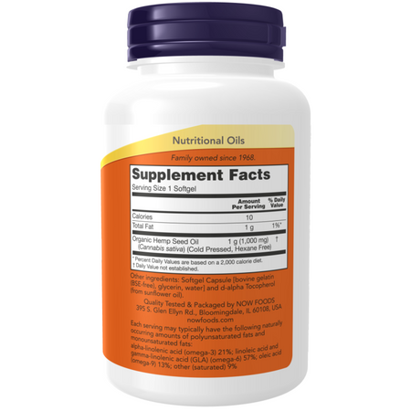 Now Foods Hemp Seed Oil 1000 mg 120 kapslí