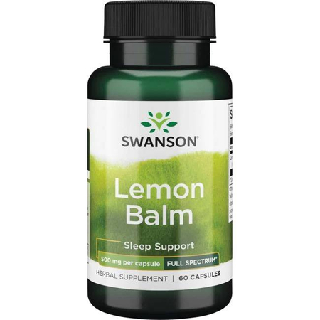 Swanson Meduňka Lékařská (Lemon Balm) 500 mg 60 kapslí