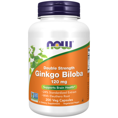 Now Foods Ginkgo Biloba Double Strength Extrakt 120 mg 200 veg kapslí