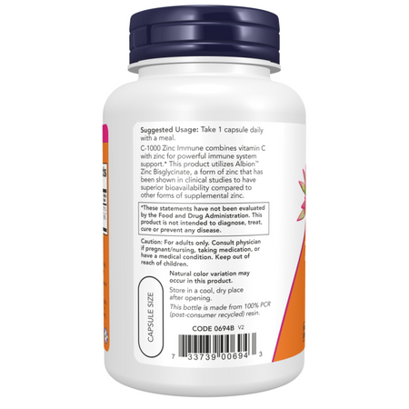 Now Foods C-1000 Zinc Immune 180 kapslí