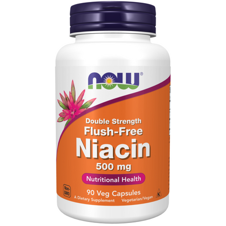 Now Foods Niacin 500 mg, Double Strength Flush-Free 90 veg kapslí