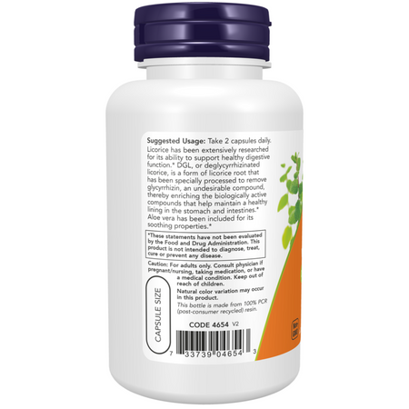 Now Foods DGL with Aloe Vera 400 mg 100 kapslí