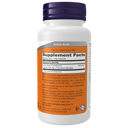 Now Foods L-Carnitine 500 mg 180 veg kapslí