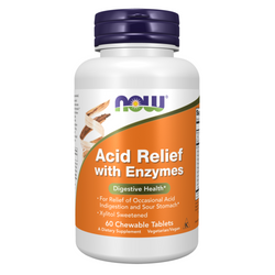 Now Foods Acid Relief with Enzymes 60 žvýkací tablety