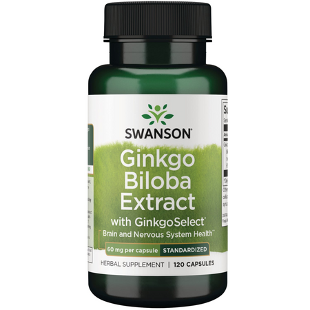 Swanson Ginkgo Biloba (GinkgoSelect) Extract 60 mg 120 kapslí