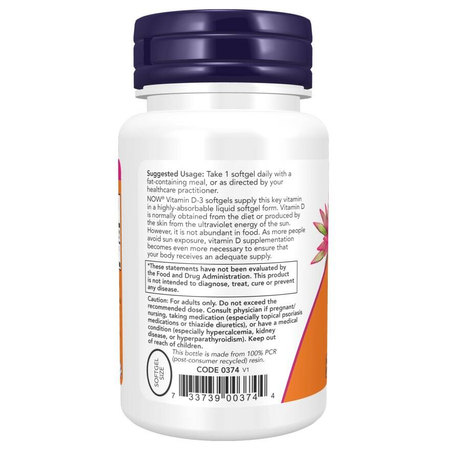 Now Foods Vitamin D-3 5000 iu 30 kapslí