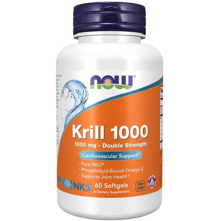 Now Foods Krill 1000, Double Strength 1000 mg 60 kapslí