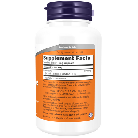 Now Foods L-Histidine 600 mg 60 kapslí
