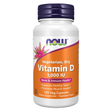 Now Foods Vitamin D 1000 IU Dry 120 veg kapslí