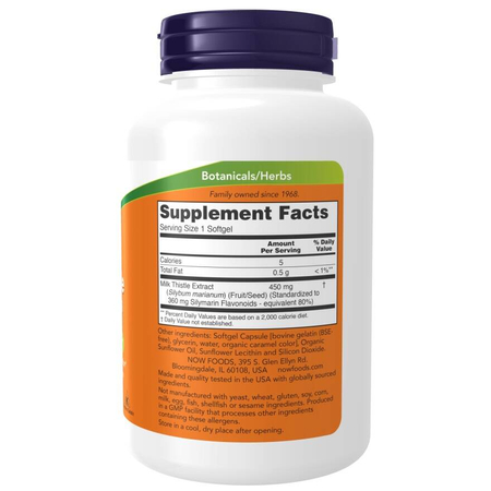 Now Foods Milk Thistle Extract, Extra Strength 450 mg 120 kapslí