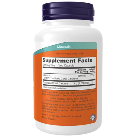 Now Foods Coral Calcium 1000 mg 250 kapslí