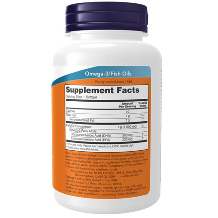 Now Foods DHA-500 Fish Oil Double Strength 180 kapslí