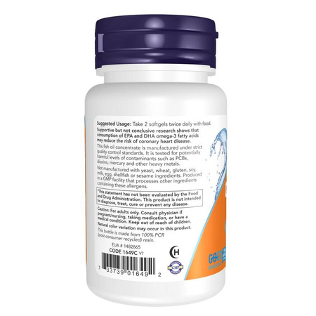 Now Foods Omega-3 Fish Oil Molecularly Distilled 100 kapslí